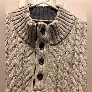 Tasso Elba Gray and Cream Knit Sweater